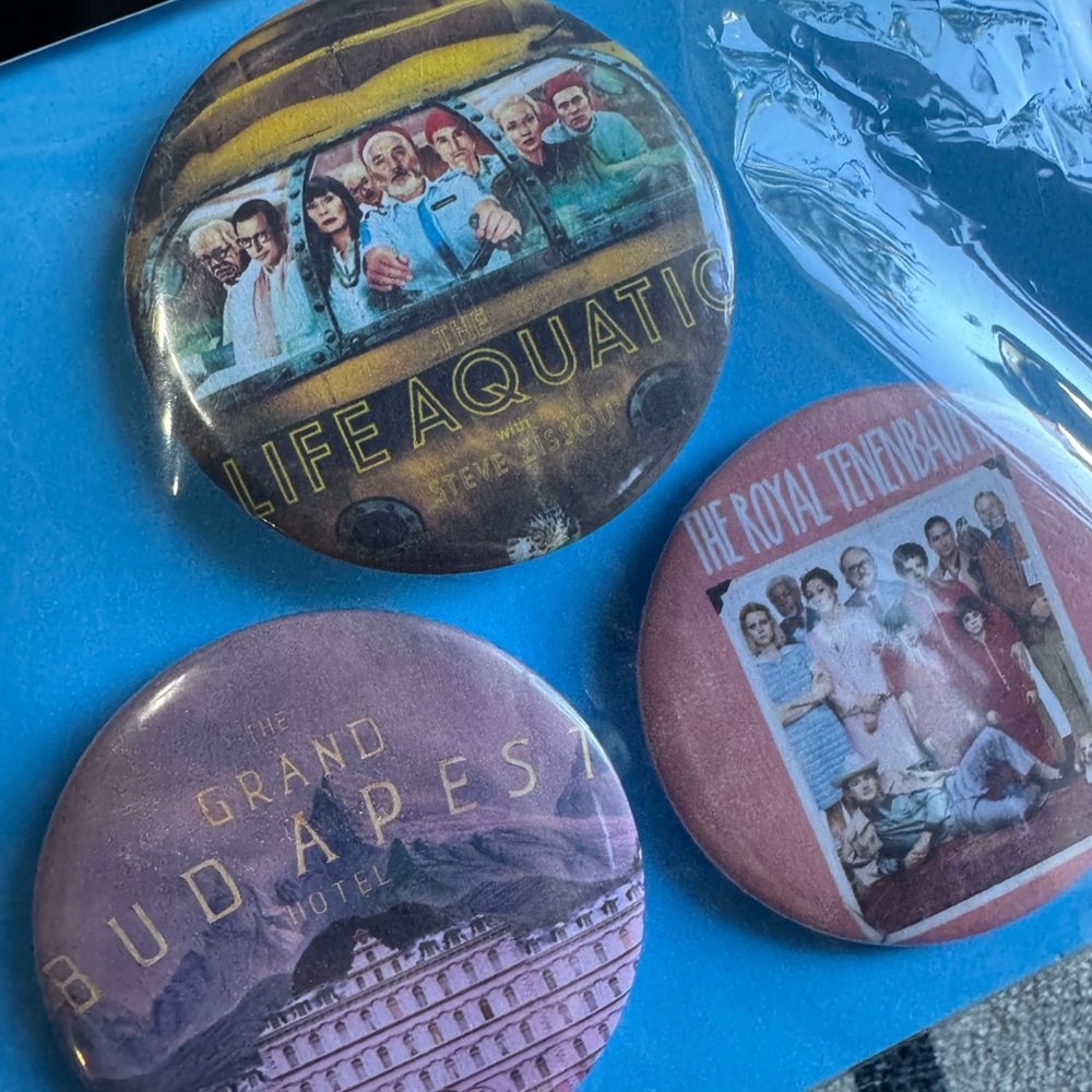 Wes Anderson Movie-Themed Buttons